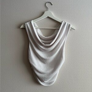 Elegant White Draped Women's Top